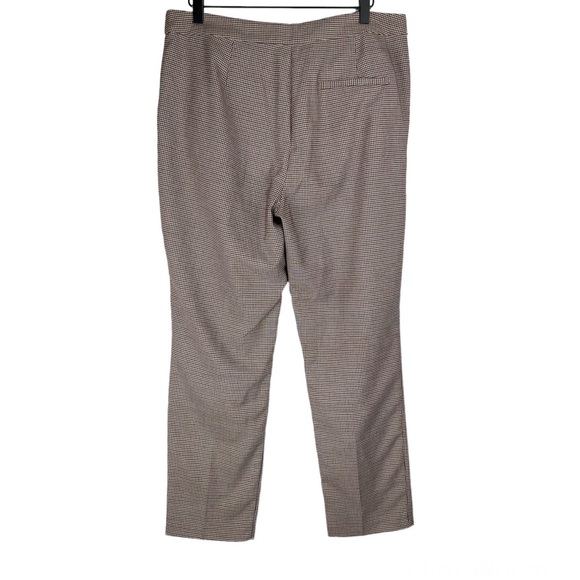 Zara Herringbone Trouser Pants Sz Large Ruffle Pockets High Rise Black White Red - Picture 3 of 15